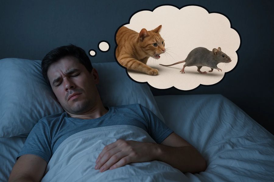 Mơ thấy mèo đuổi chuột